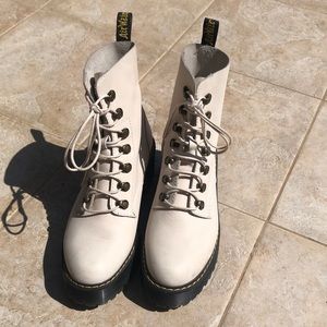 White Platform heeled Dr. Martens